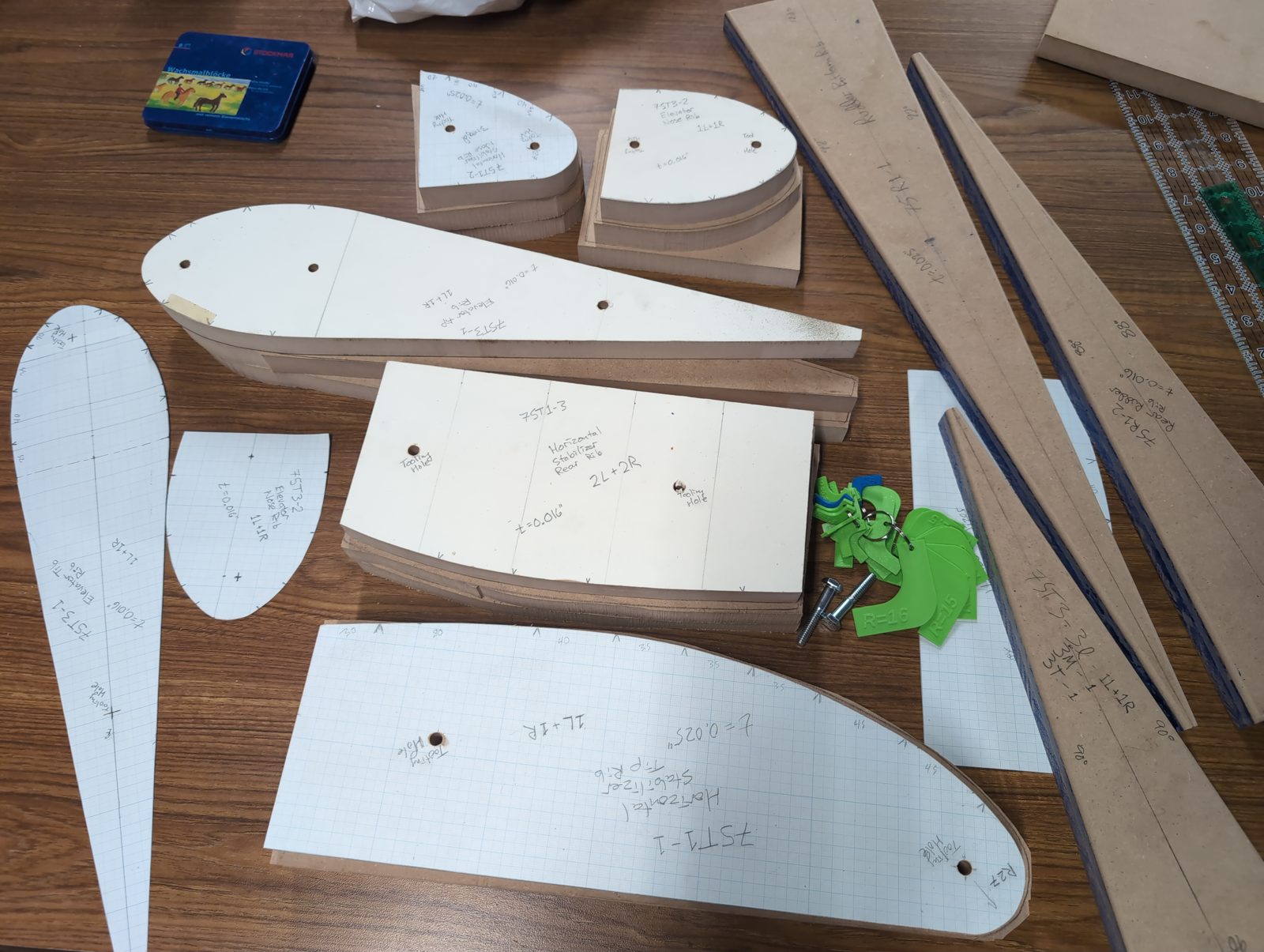 Completed tail section pattern templates